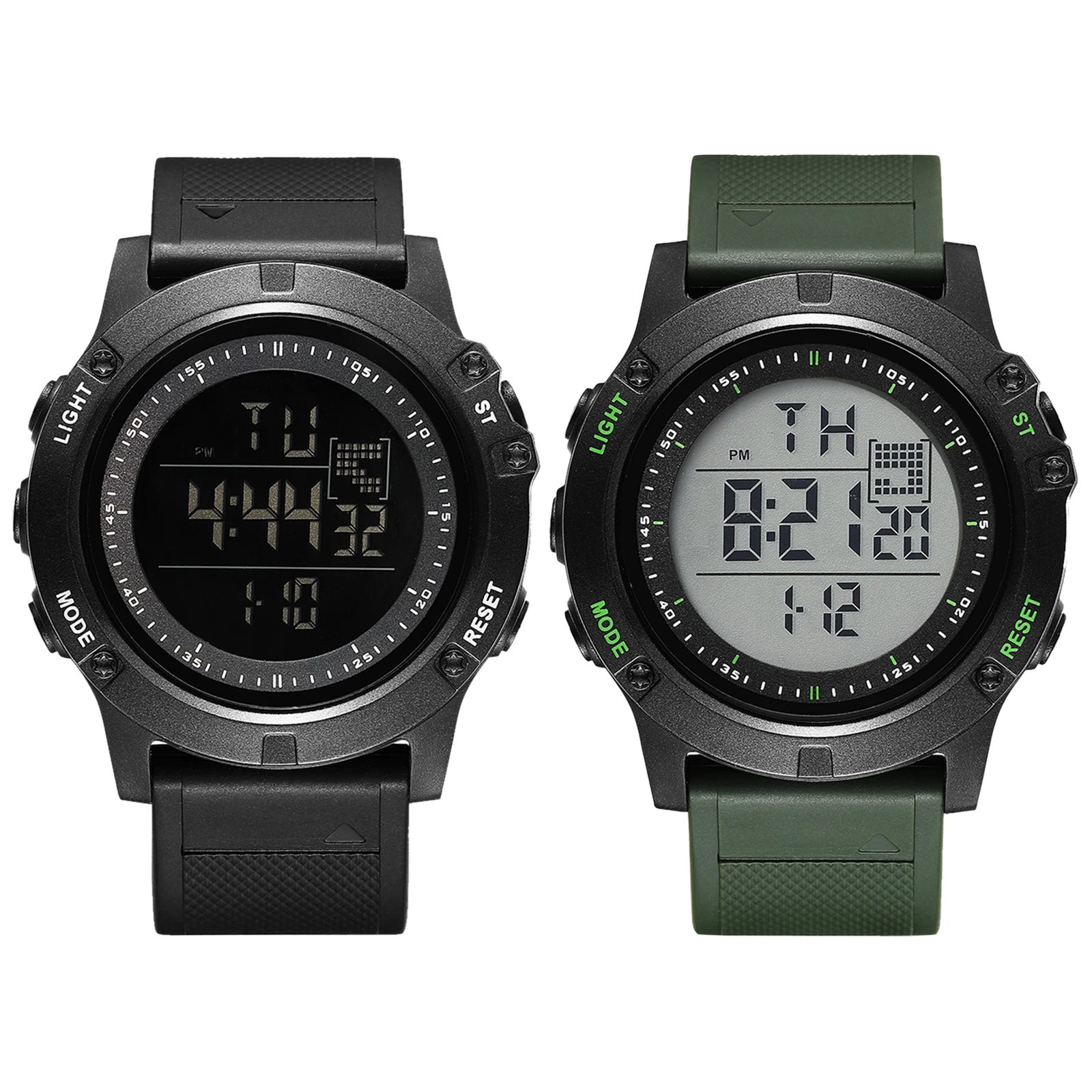 

Military Digital Sports Watch Tactical Outdoor Waterproof Easy to Read Date 24-hour Alarm Clock Men's Silicone Watch