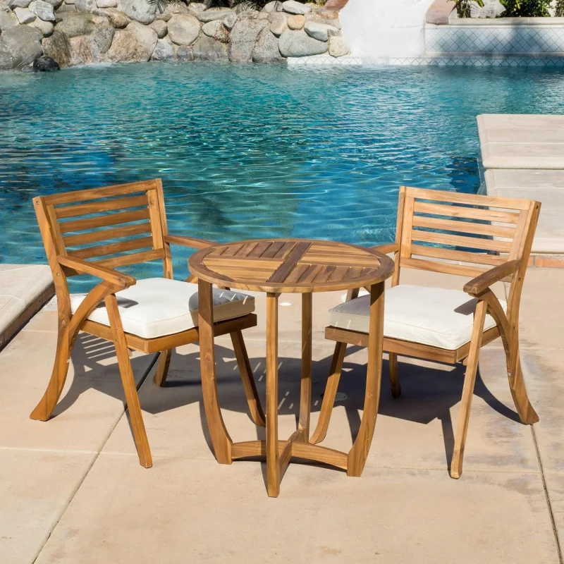 

Home Coronado 3-Piece Acacia Wood Bistro Set – Teak, Patio Seating Garden Balcony