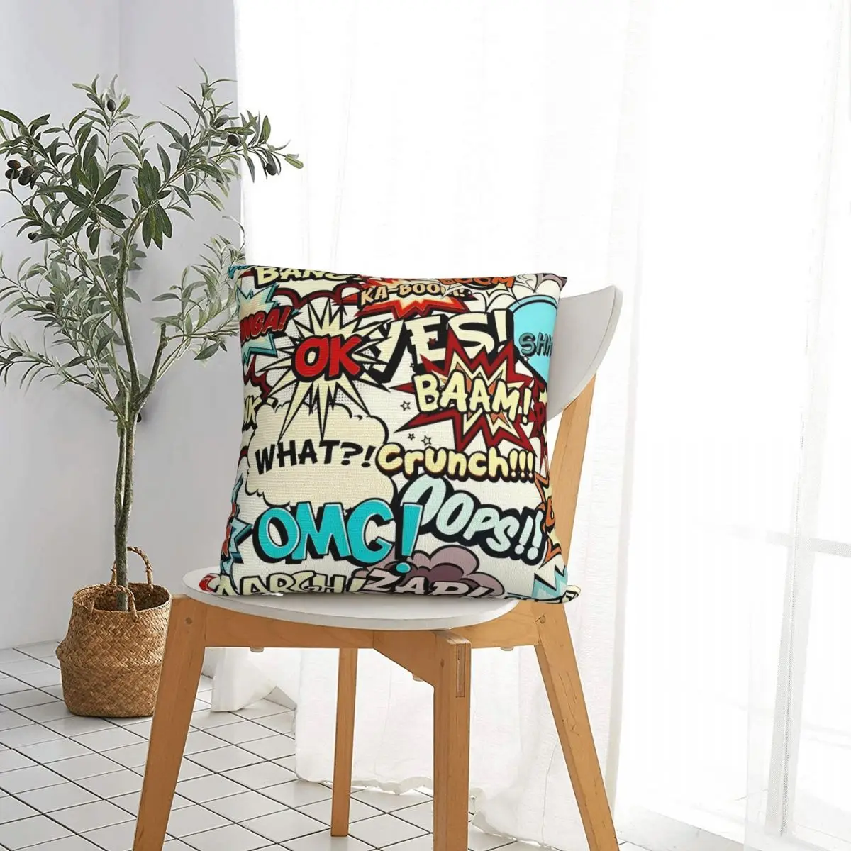 Comic Elements Colorful Seamless Pattern Pillowcase Polyester Cushion Cover Gift Pillow Case Cover Living Room Zippered 40*40cm