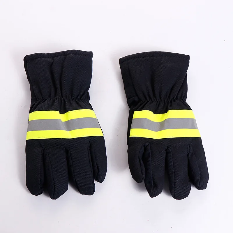 Aislamiento e ignífugo 02 guantes de fuego gruesos, poliéster, algodón, guantes negros de cinco dedos, extintor y rescate de incendios