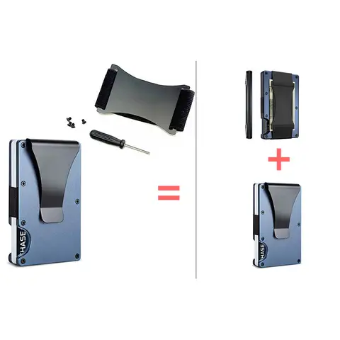 Rfid 신용 카드 홀더 얇은 지갑 클립 및 현금 밴드 세트 남성용 금속 브랜드 럭셔리 알루미늄 탄소 지갑 디자이너