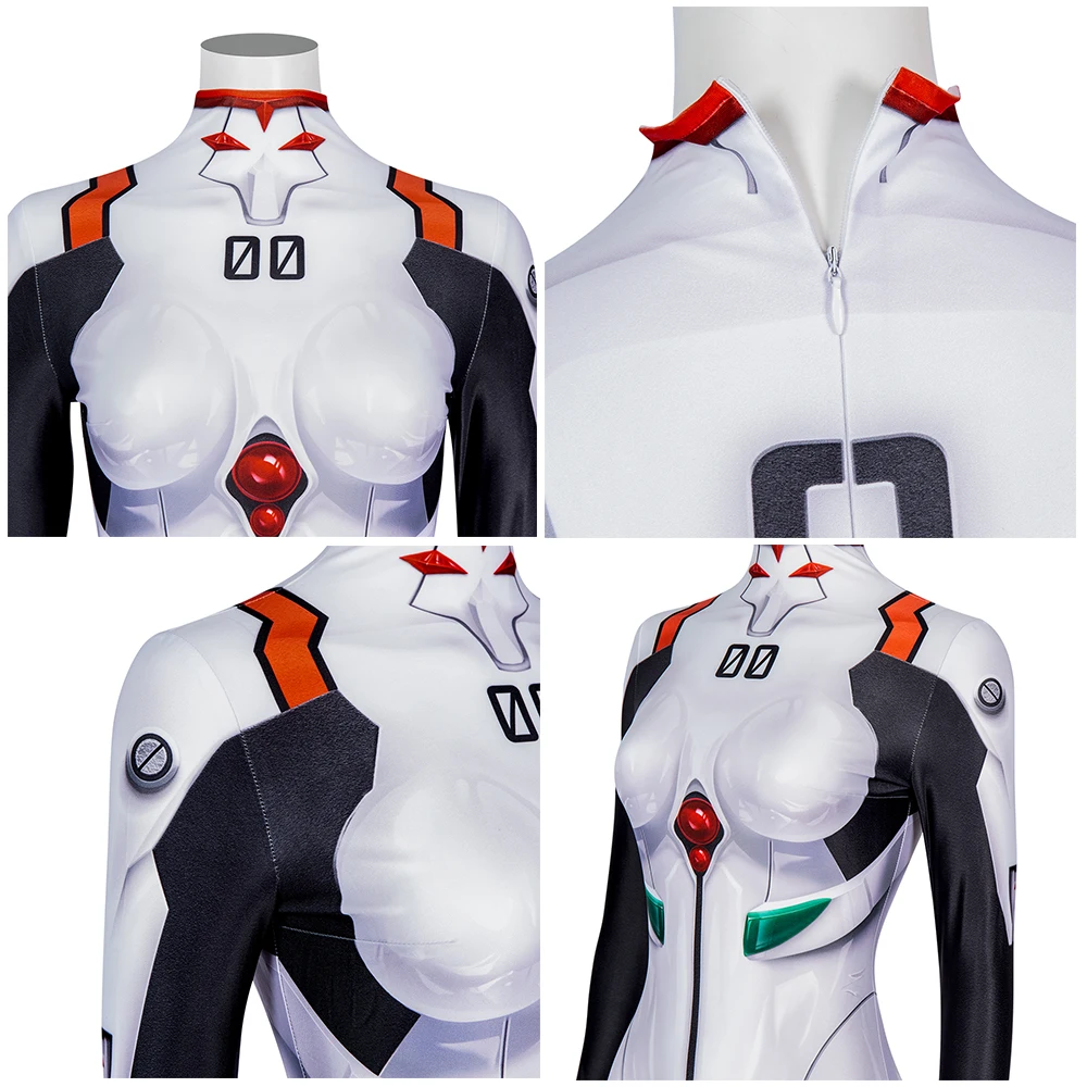 EVA Ayanami Rei Cosplay Costume Sexy 3D Printed White Bodysuit Adult Women Halloween Party Zentai Jumpsuits