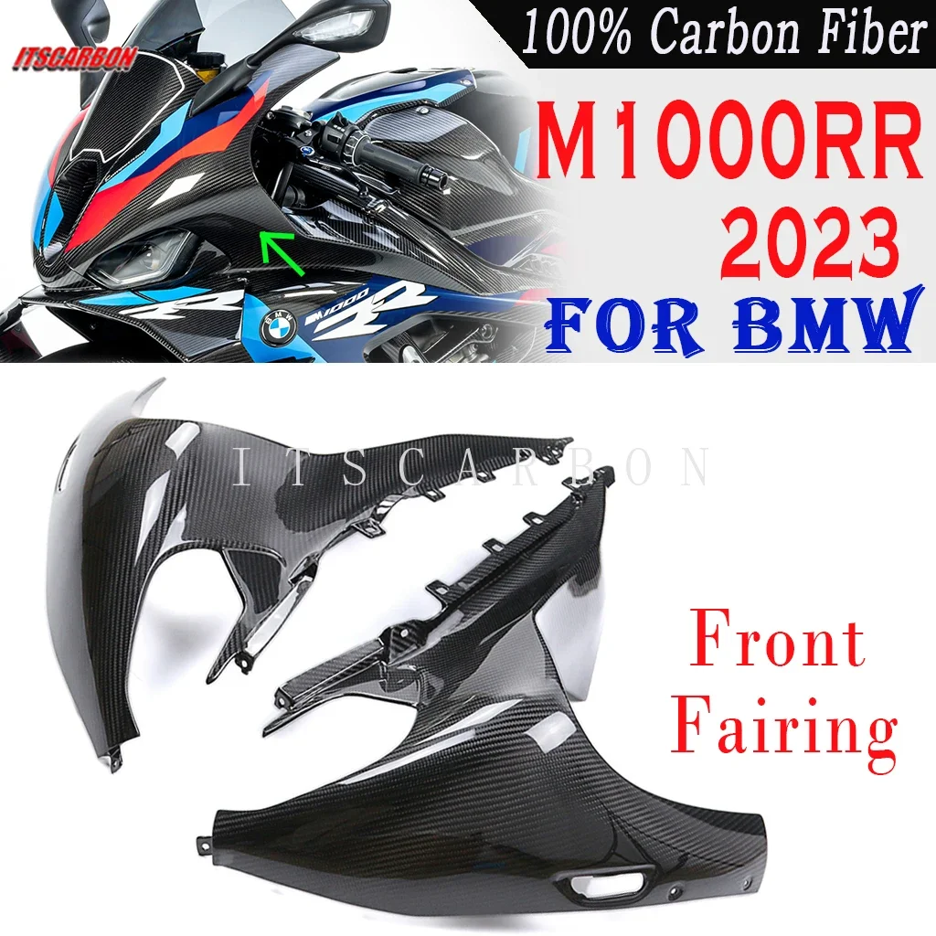 

2023 For BMW M1000RR M 1000 RR 3K Pure Dry Carbon Fiber Front Fairing Headlight Cover Side Panels Motorcycle Accessories