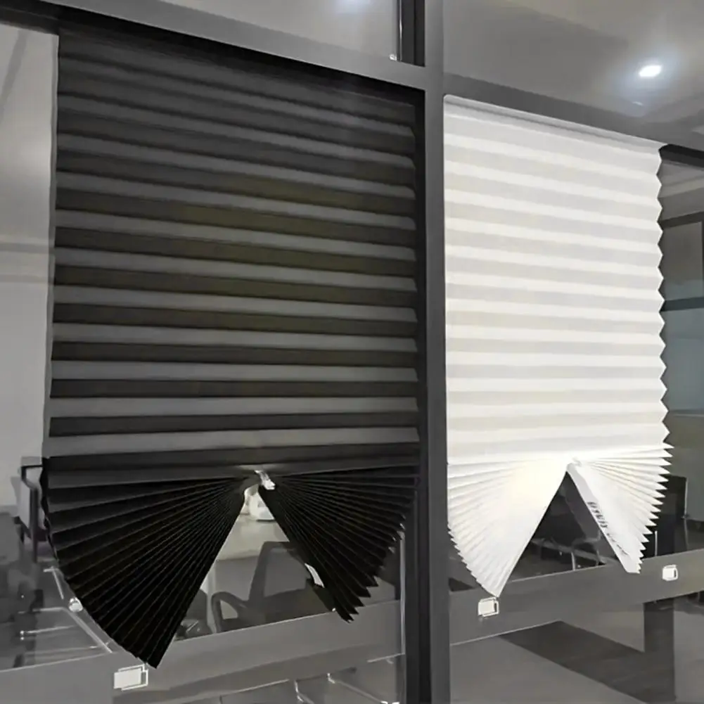 قطع إلى حجم ستائر النوافذ ستائر قماش غير منسوجة ستائر متطوية لاسلكية مؤقتة لأبواب النوافذ بدون حفر للمنزل