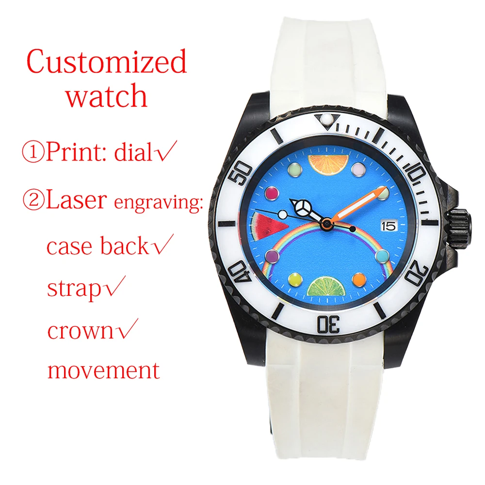 Customized 40mm mens watch NH35 Movement Automatic Watches Sapphire Glass Mechanical Wristwatch Sports Waterproof Watch