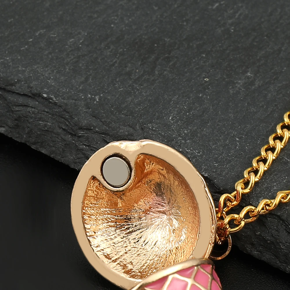 Pink Enamel Teacup Teapot Necklace Locket Magnetic Punk Streetwear Gothic Jewelry Y2k Accessories Necklace Vintage Kpop