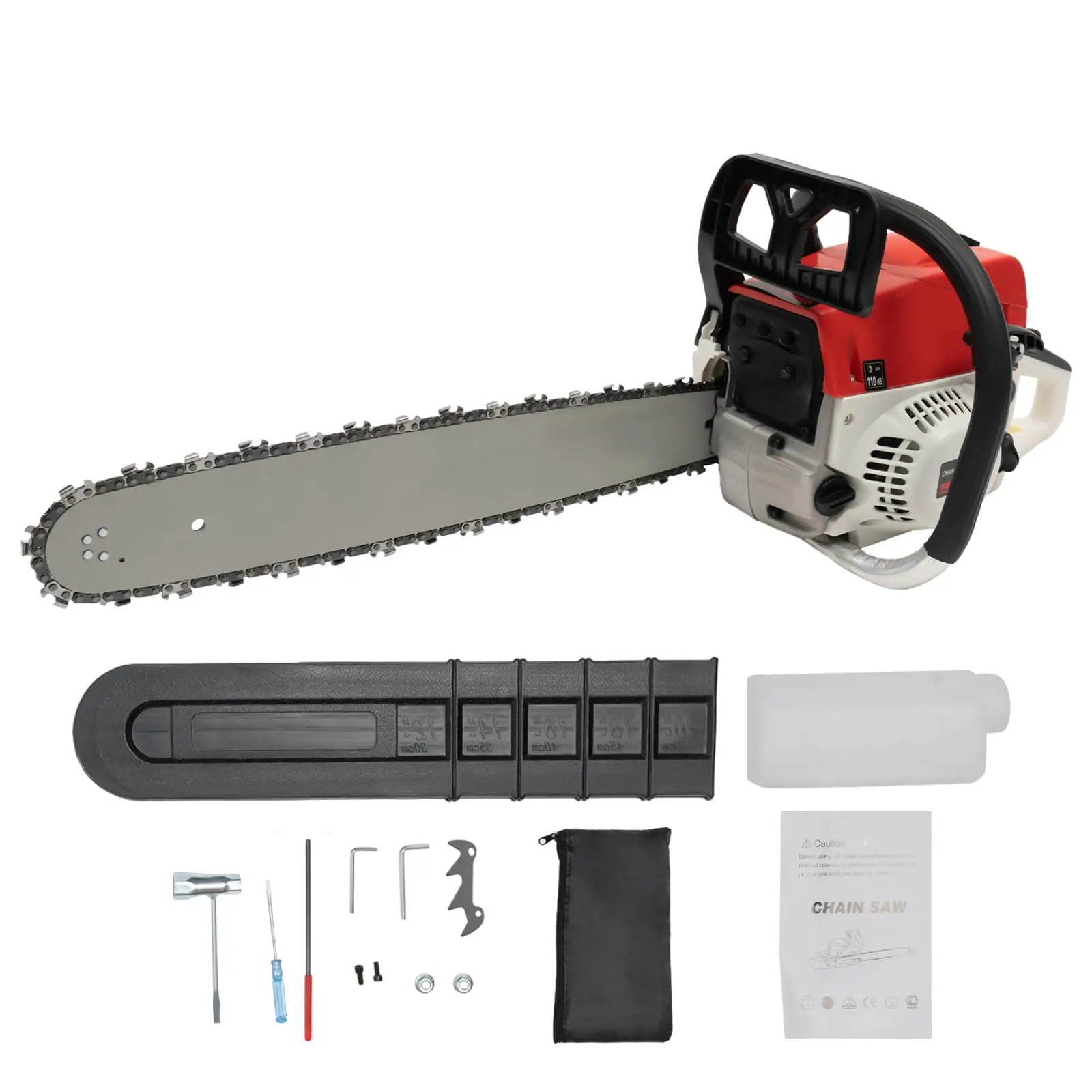 

20" Gas Chainsaws, 52Cc 2 Strokes Automatic Chain Oiler Anti-Vibration System Wood Cutting Petrol Chainsaw, Portable 2.0Kw Handhe