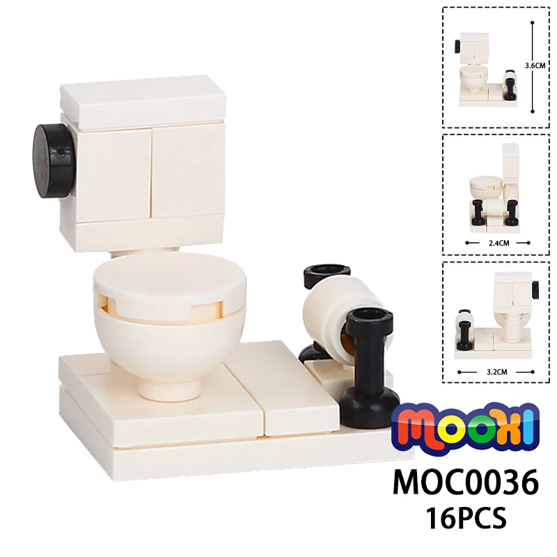MOC سلسلة المنزل الحمام دورة المياه اللبنات مدينة الأثاث العام صوان تجميع الاكسسوارات الطوب لعب للأطفال هدية