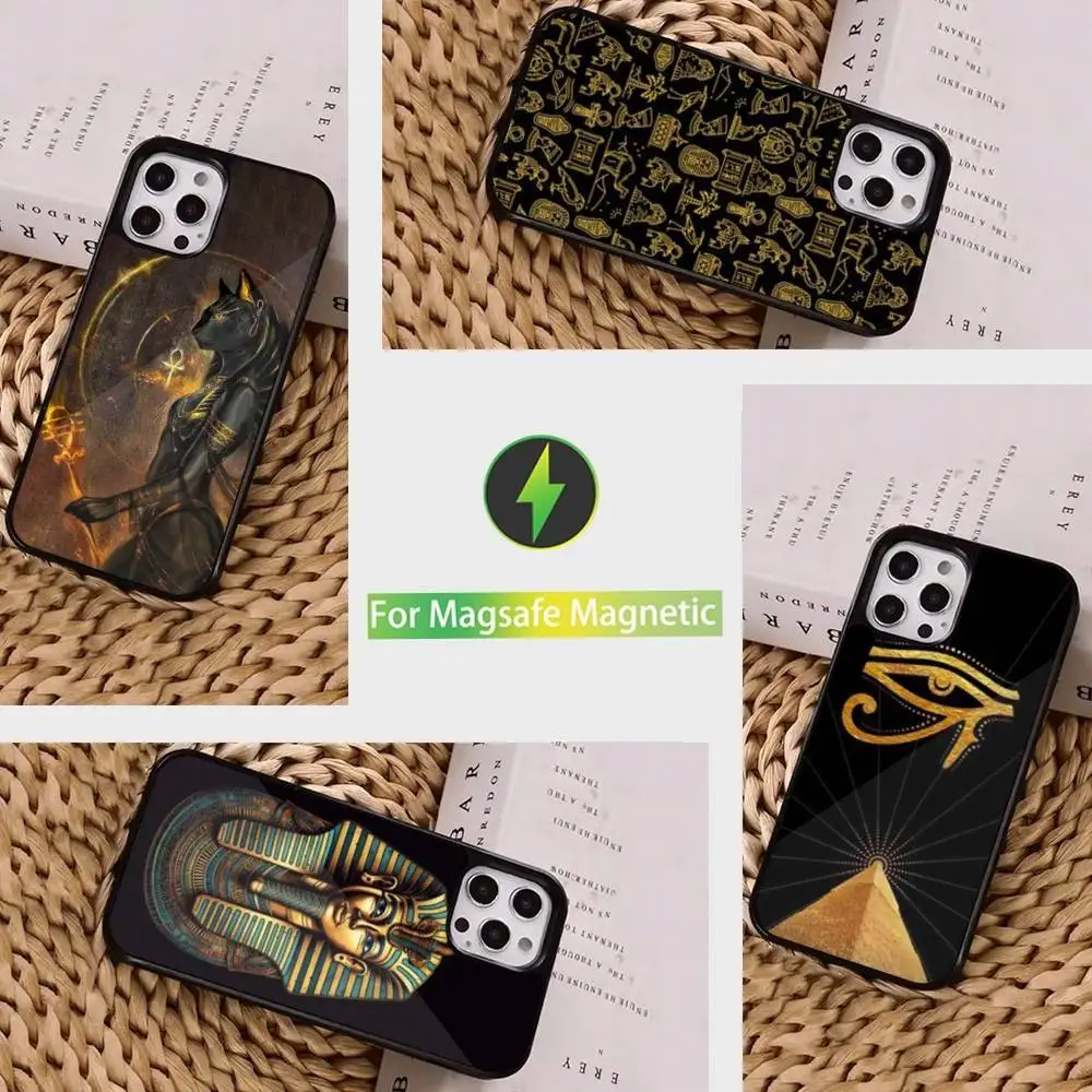 

Mural Art Egypt Pharaoh Phone Case For iPhone 16,15,14,13,12,11,Pro,Max,Plus,Mini, Magsafe,Magnetic Wireless Charging Case