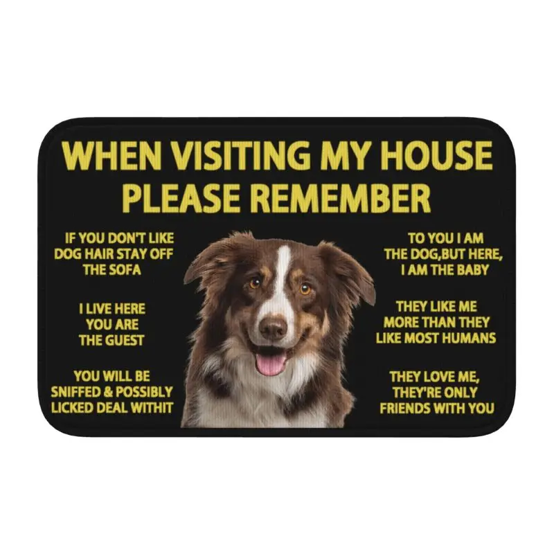 Custom Border Collie Dog Front Door Floor Entrance Welcome Mat  Bathroom Kitchen Doormat Garage Living Room Carpet Rug Footpad