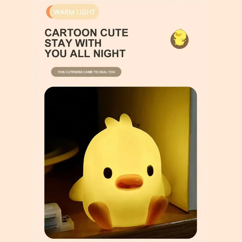 Cartoon Night Light Duck Bedroom Decoration Cute Cartoon Animal Night Light Christmas Gifts For Kids Room Bedside Sleeping Lamp view 3