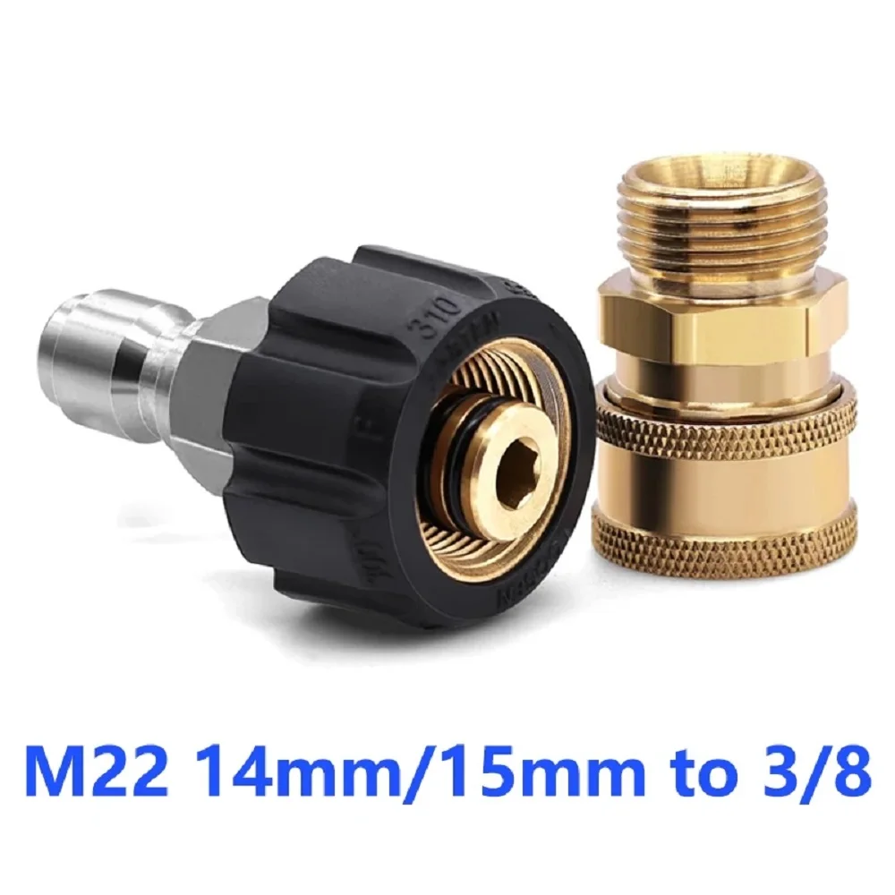 5000 PSI Pressure Washer Adapter M22 14mm/15mm Swivel to 3/8