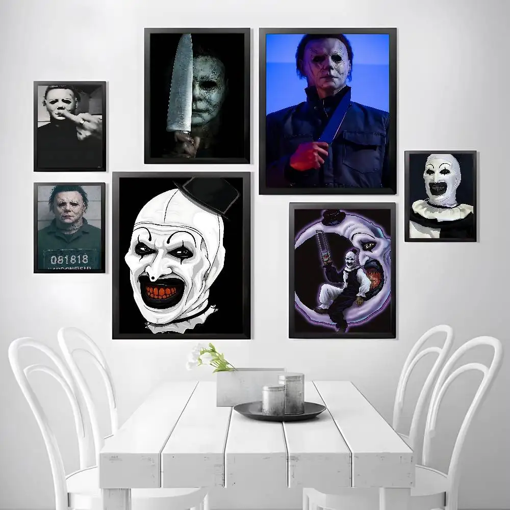 Michael Myers Horror Halloween Poster Self-adhesive Art Waterproof Paper Sticker Coffee House Bar Room Wall Decor