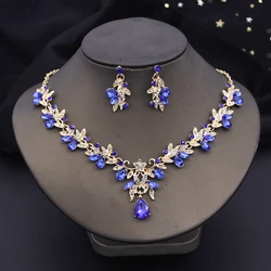 Luxury 3 pcs Wedding jewelry sets for women dangle earrings and necklace sets Bridal Costume Accessory