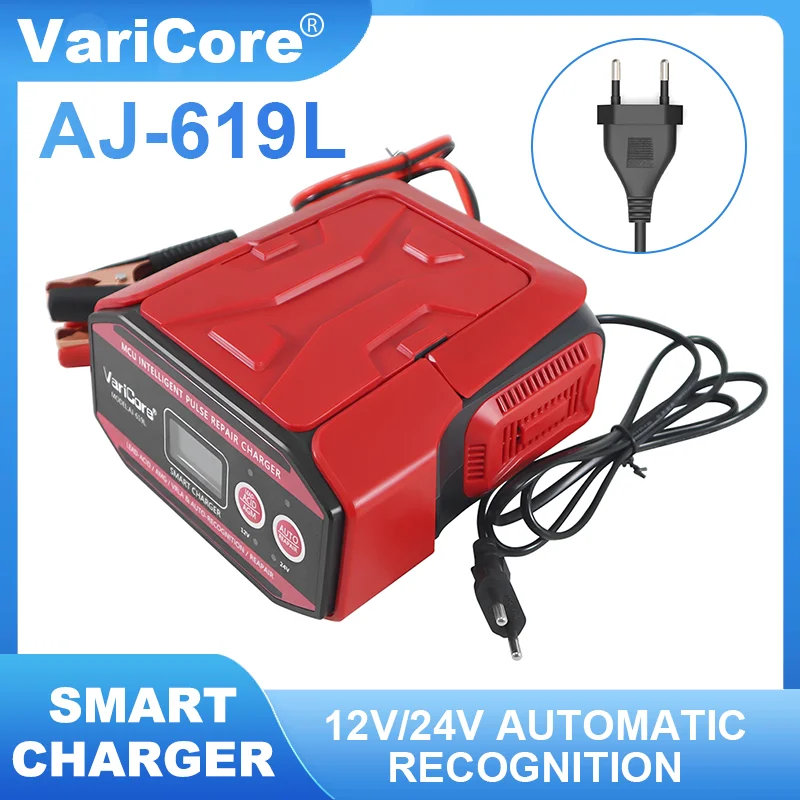 VariCore 12V/24V Intelligent Car Battery Charger lcd Display For The Repair of Lead-acid agm Batteries for Motorbike Rinnsal