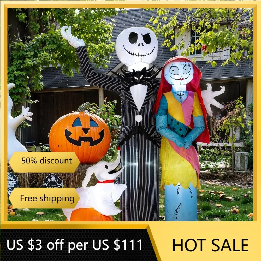 

6Ft Halloween Decoration Outdoor Inflatable - Halloween Inflatable Decorations with Skeleton Dog and Pumpkin