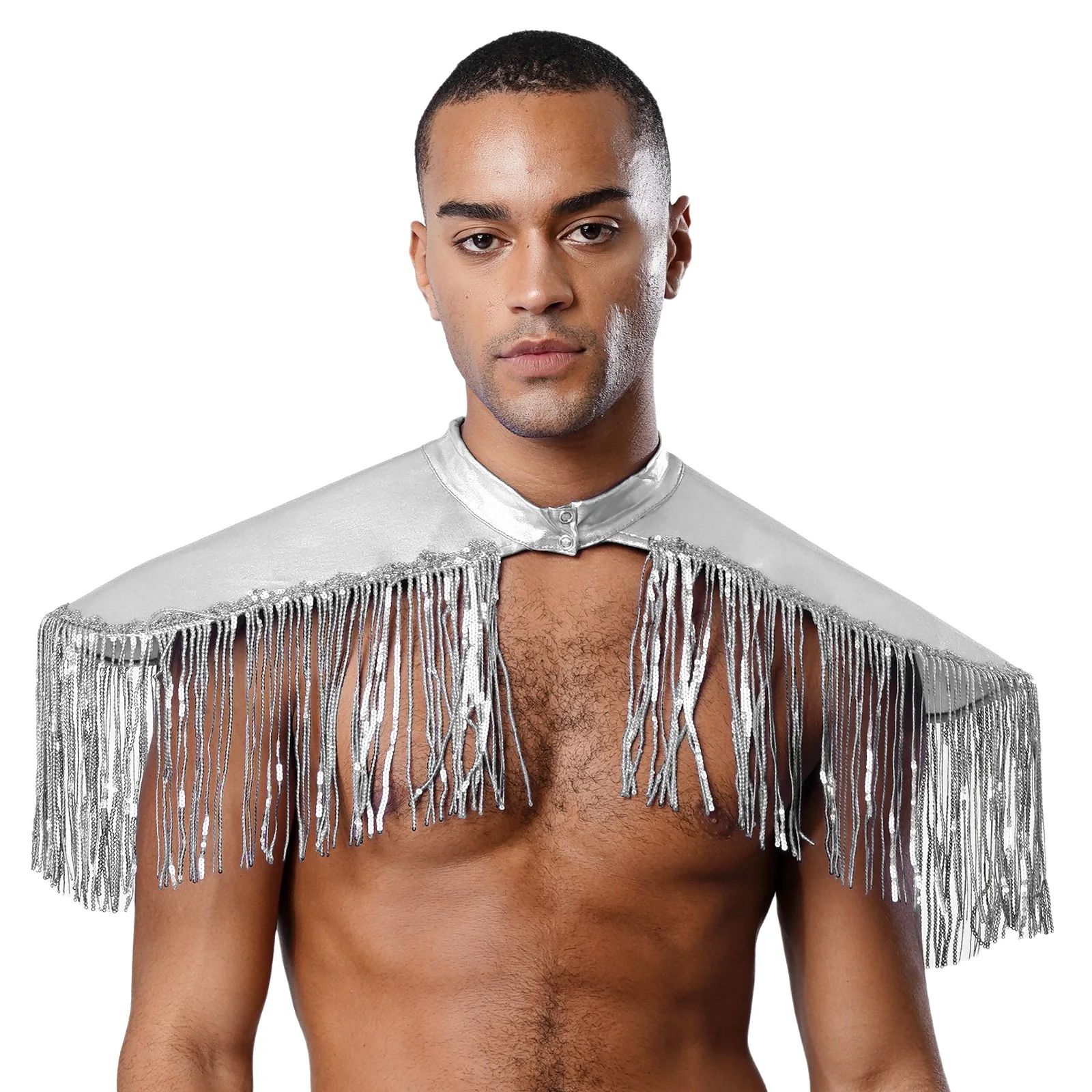 เสื้อคลุมแฟชั่นผู้ชายแบบมีพู่ห้อย  แผ่นรองไหล่  ชุดคอสเพลย์  ชุดนักร้อง  งานปาร์ตี้  งานแสดง  อุปกรณ์เสริม