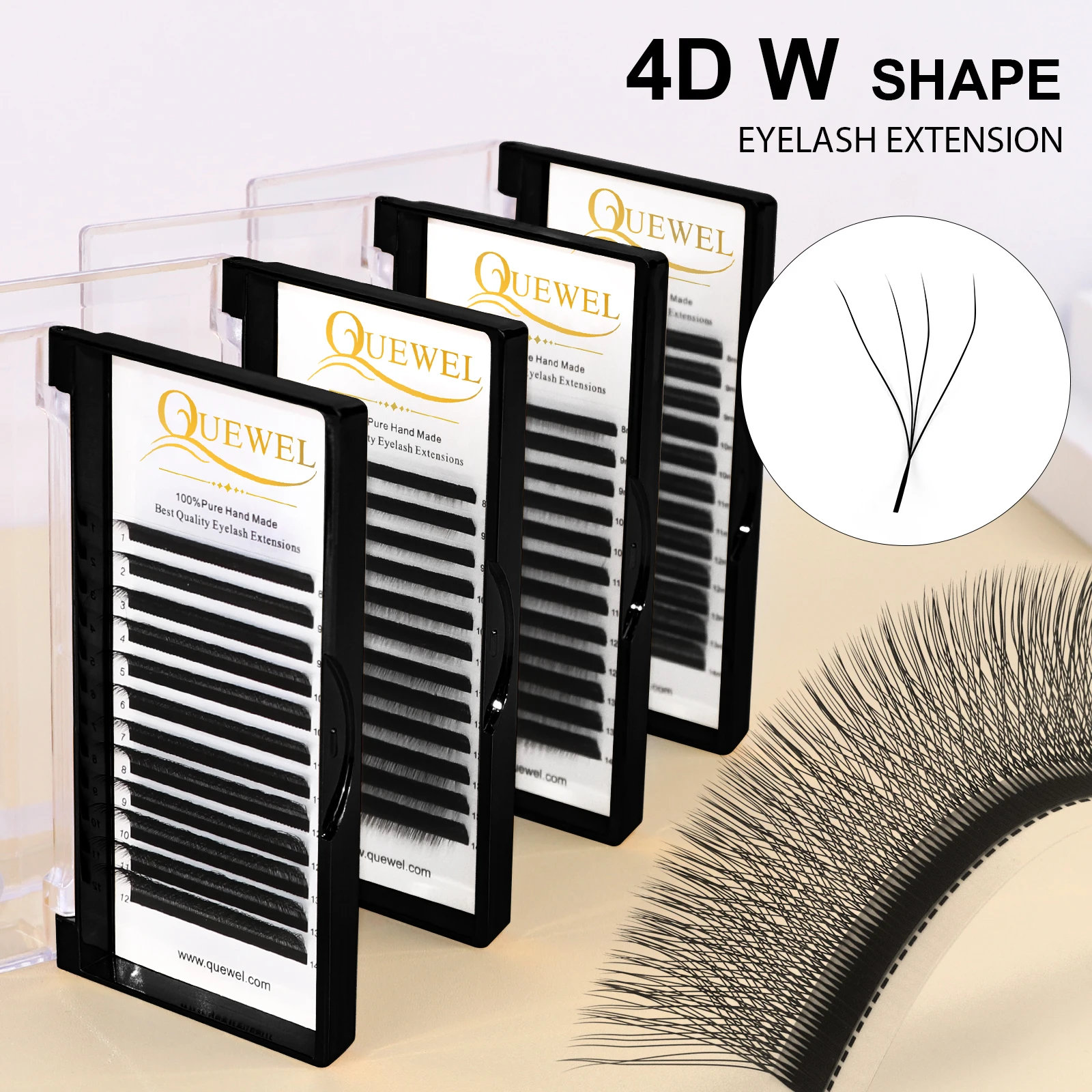 Quewel W Volume Eyelashes 3D 4D 5D 6D Shape Double Tip Eyelash Extensions Fans 8-14mm New False Eye Lash Wholesale Makeup Tool