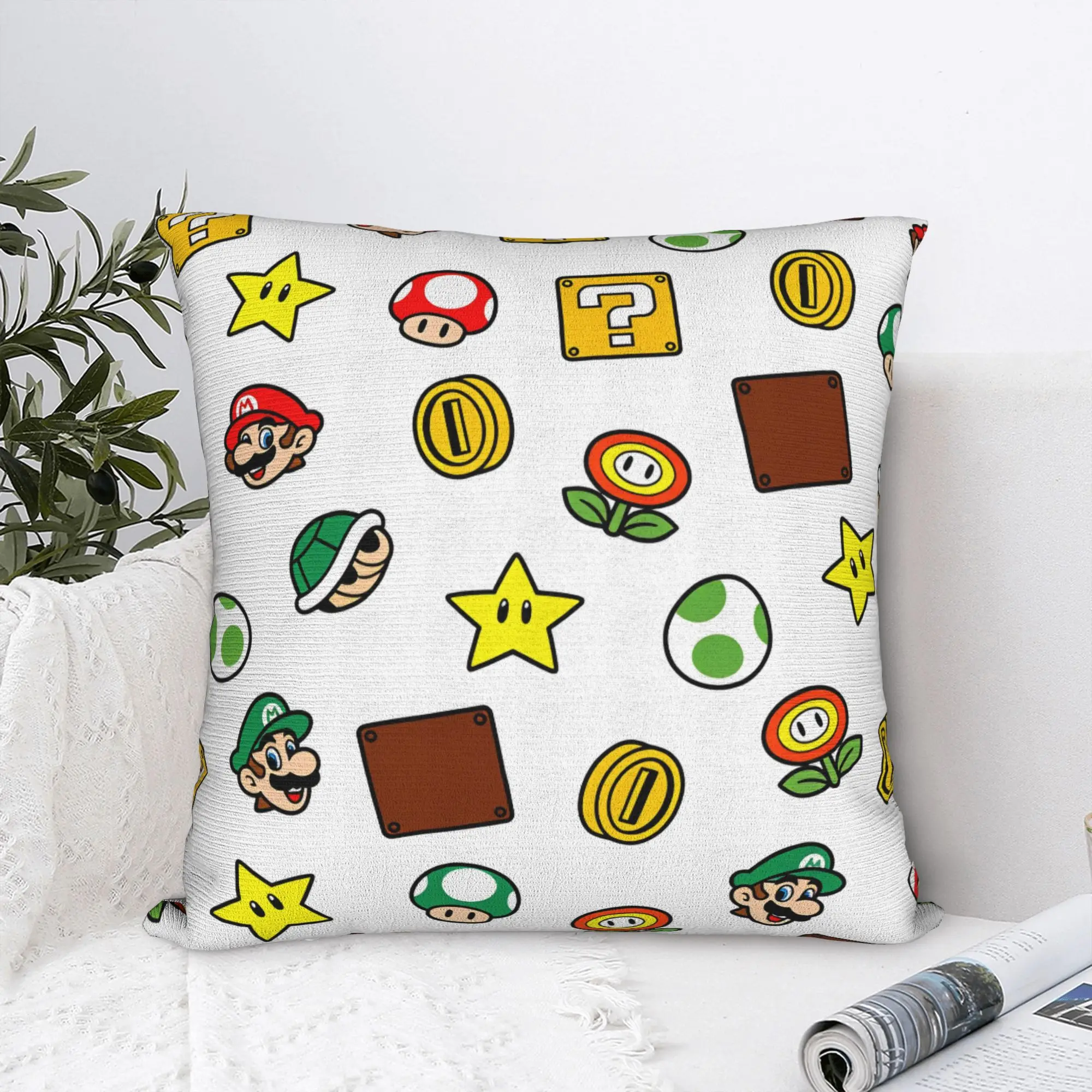 Pillow Cover Super Plumber  Cute Funny Pillow Case For Living Room Bed Chair Pillowcases