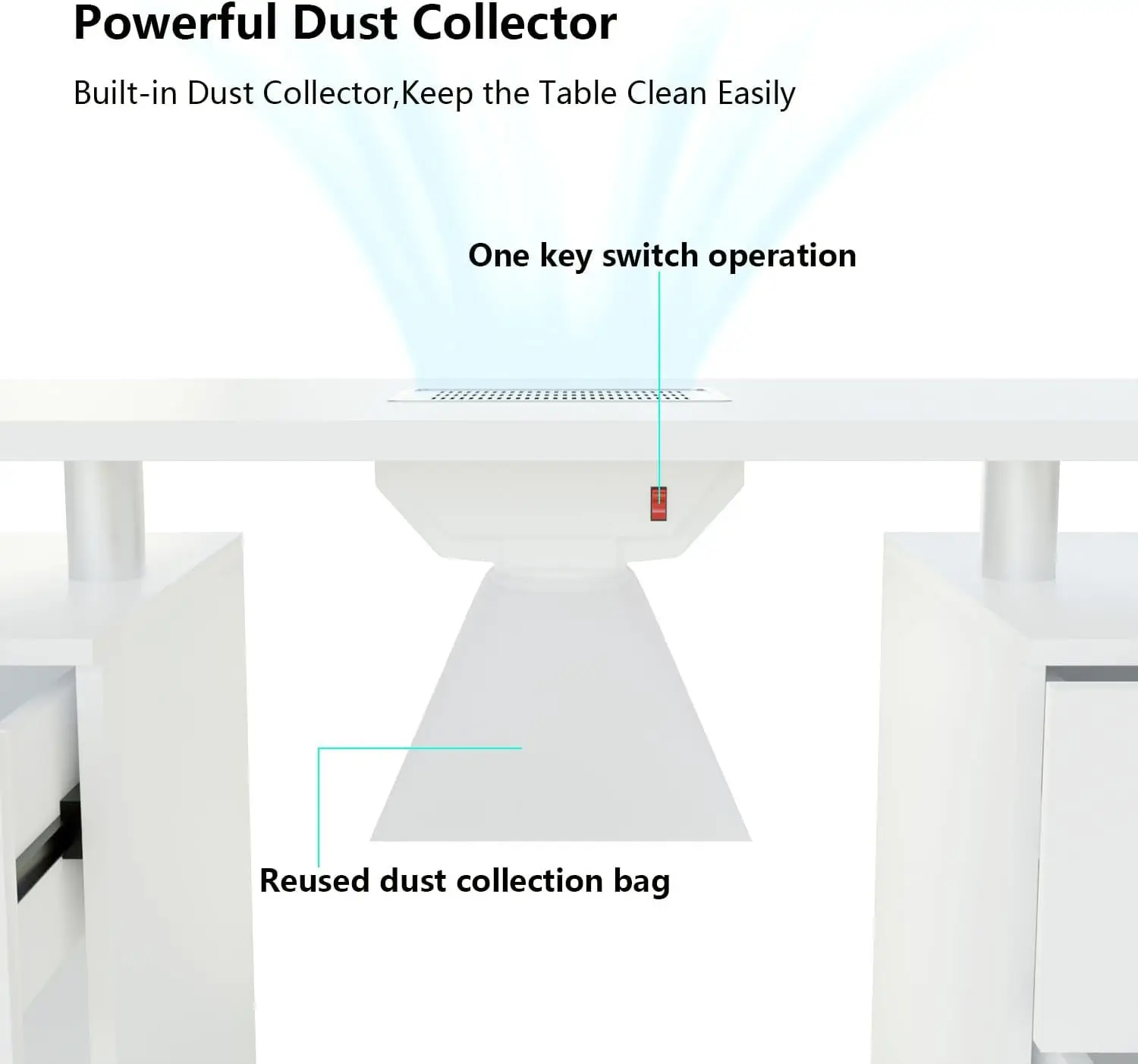 Modern Luxury Nail Desk with Dust Collector Double Wooden Manicure Table and Chair Set Beauty Salon Design for Living Room