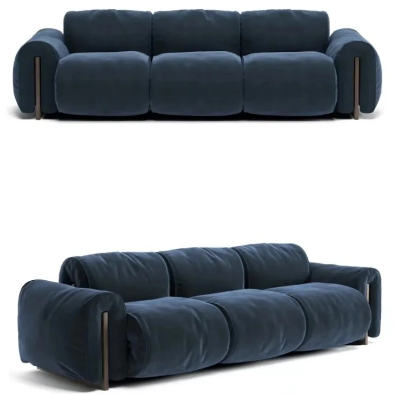 medieval fabric sofa Nordic light luxury large and small apartment module solid wood straight row double French sofa