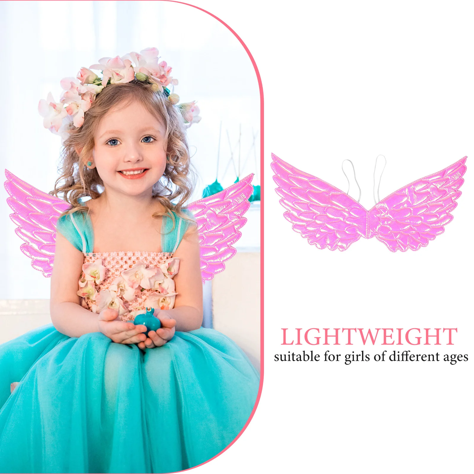 Black Angel Wings For Girls Pink Fairy Costume Party Accessory Halloween Christmas Cosplay Kids Butterfly Wing Set Mardi