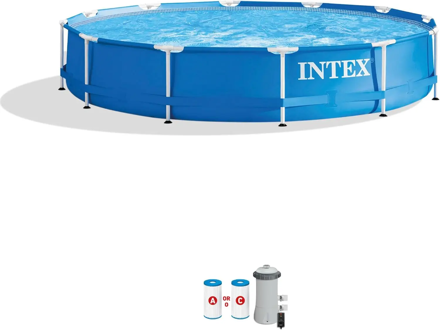 

INTEX 28211EH Metal Frame Above Ground Swimming Pool Set: 12ft x 30in – Includes 530 GPH Cartridge Filter Pump – Puncture-Resist