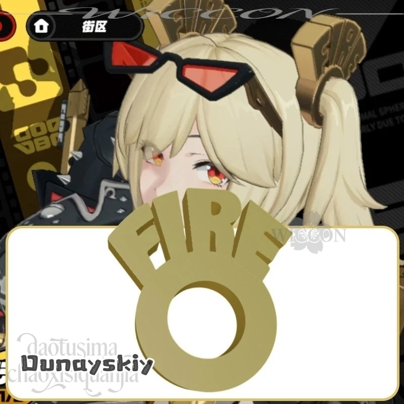 Amanda Cos*/Game Zenless Zone Zero Cosplay Burnice Whita Fire Letter Pattern Headwear Punk 3D Polylactic Acid Hair Accessory - view 2
