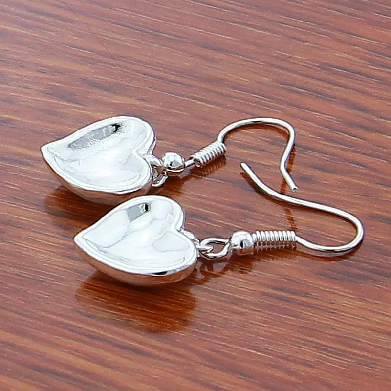 High-Quality 925 Sterling Silver Heart Drop Earrings Romantic Valentine's Day Jewelry Women Engagement Party Gift Accessories