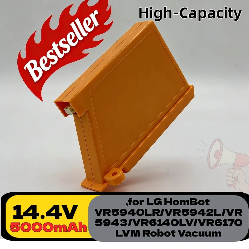 Batería de iones de litio compatible de 14,4 V: alta capacidad de 5000 mAh, para aspiradora LG HomBot VR5940LR/VR5942L/VR5943/VR6140LV/VR6170LVM