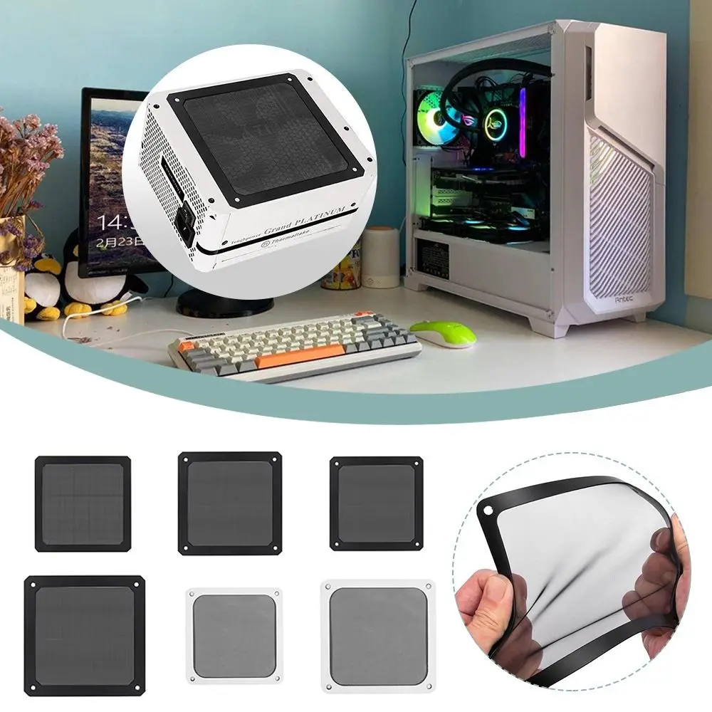 

80 мм 90 мм 120 мм 143 мм Вентилятор охлаждения корпуса ПК Магнит пылевого фильтра с отверстием Пылезащитная сетчатая крышка Вентилятор охлаждения компьютера Пылевой фильтр