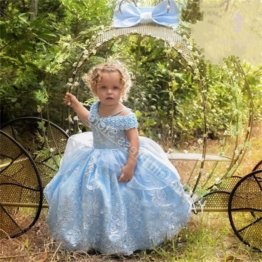 Tulle Pearls Lovely Flower Girl Dresses  Toddler Pageant Perfect For Holiday Attire Birthdays Prom Parties First Communion