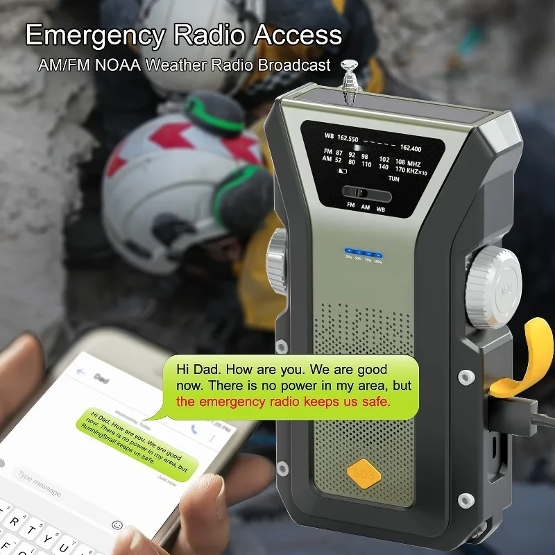 Power Bank Darurat Universal Tenaga Surya dan Engkol Tangan Model Terbaru 2025 dengan Lampu LED dan Fungsi Radio untuk IPhone Huawei