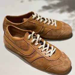 Women Lace-Up Sneakers for Woman's Round Toe Shallow Flat Casual Shoes Autumn Winter Mixed Color Suede Ladies Sports Shoes