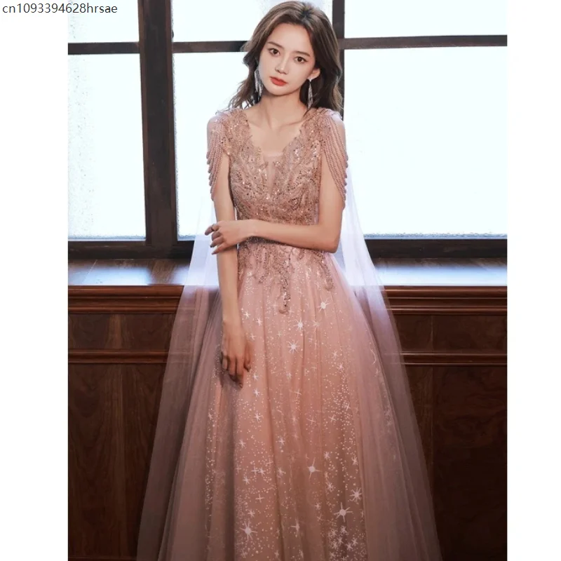 

Sequined Luxury Princess Cosplay Banquet Wedding Evening Long Gown Sexy Ball Performance Glitter Dress Women Formal Canonicals