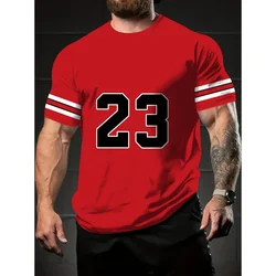 Number 23 Print T-Shirt Men's Casual Comfy Tee Trendy Short Sleeve Top For Summer Sport & Daily Wear Sportswear Mens Tshirts