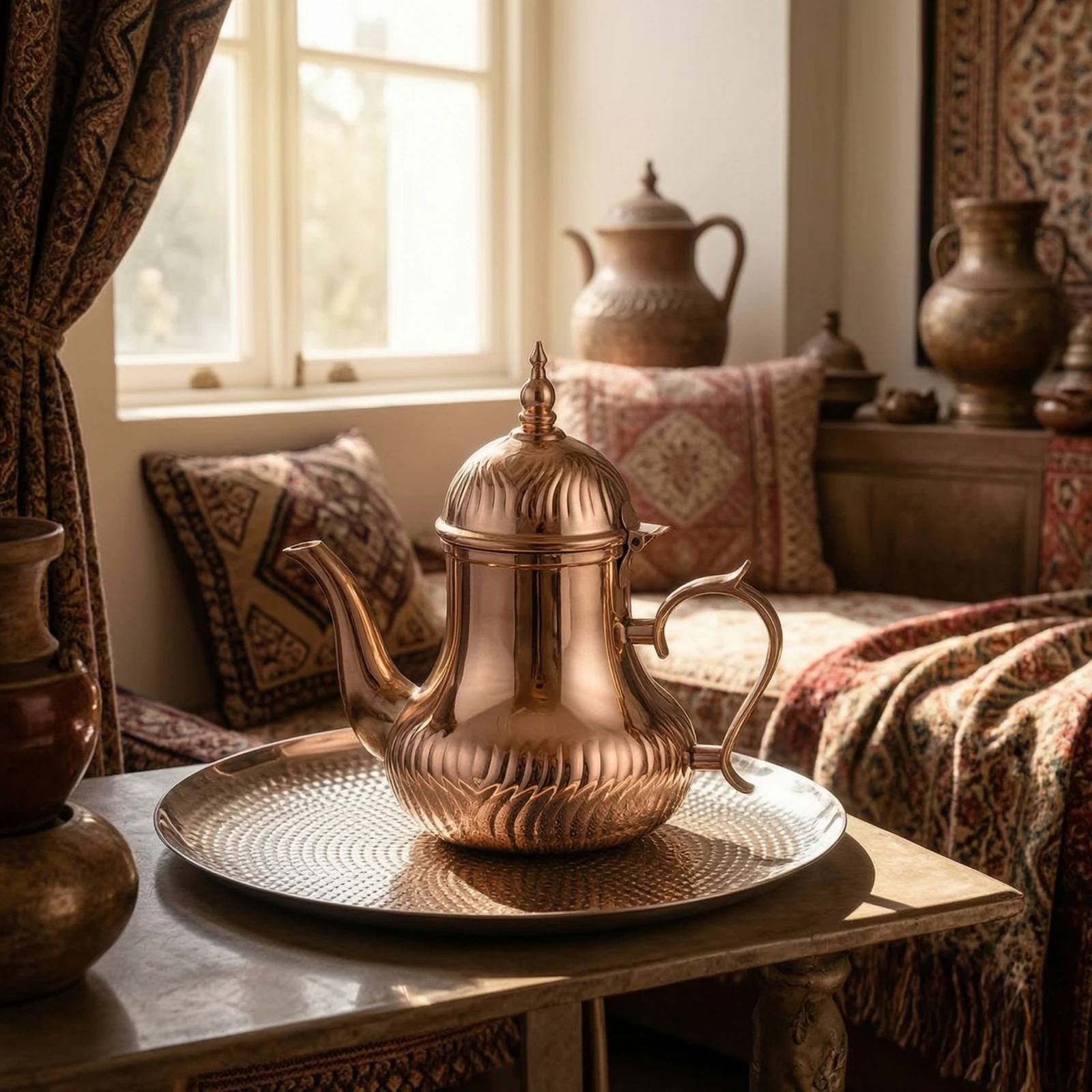 Arabic Coffee Pot Rose Gold Arabic Dallah Dallah Polished Beverage Carafe Long-Lasting for Hosts, Hospitality, Gatherings