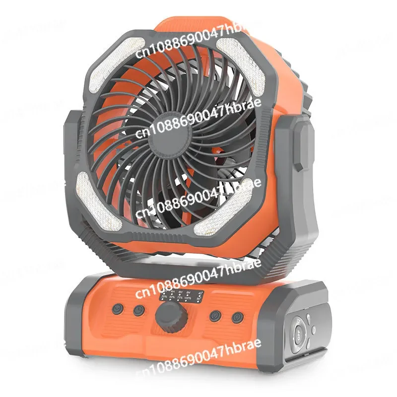 Cross-border portable large-capacity stepless speed regulation charging camping fan fishing camping tent lighting