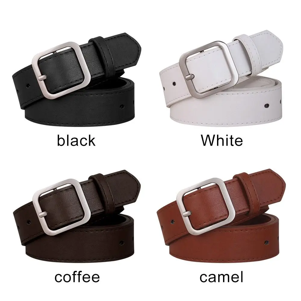 PU Leather Belt Vintage Belt Women Square Buckle Pin Buckle Jeans Belt Chic Luxury Brand Fancy Vintage Strap Female Waistband