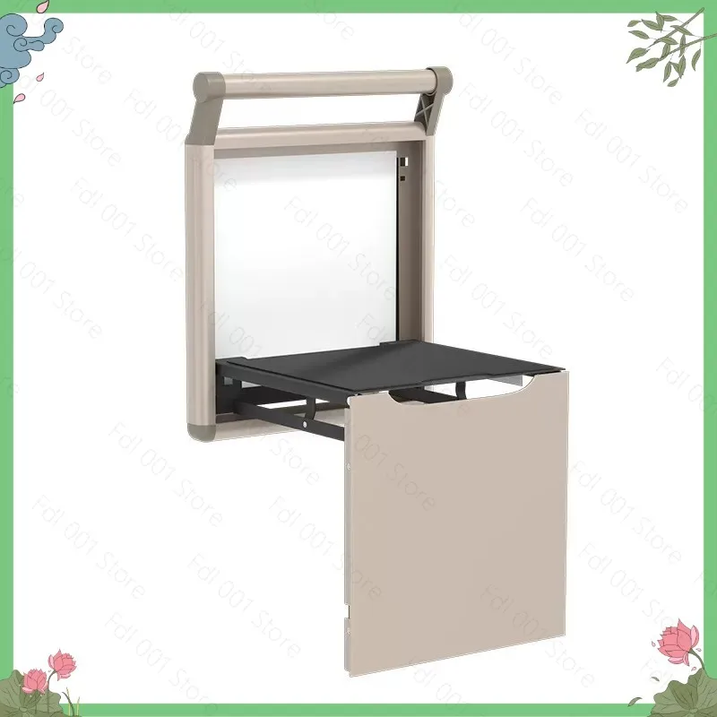 Wall-Mounted Folding Porch Chair with Armrests Invisible Shoe Changing Stool Bathroom Shoe Cabinet for Home Organization