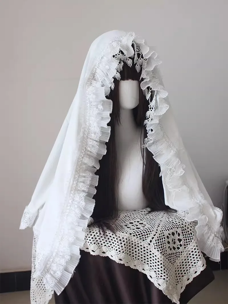 Couvre-chef en voile noir pour femmes et filles, accessoires de Costume de nonne, gothique Lolita, Halloween, carnaval, fête, jeu de rôle, foulard