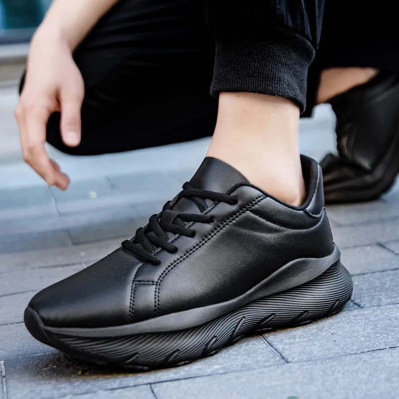 New Men's Breathable Shoes Men's Casual Elevator Shoes Low-cut Leather EVA Soft Soles Outdoor Lightweight Large Size 46 Sneakers