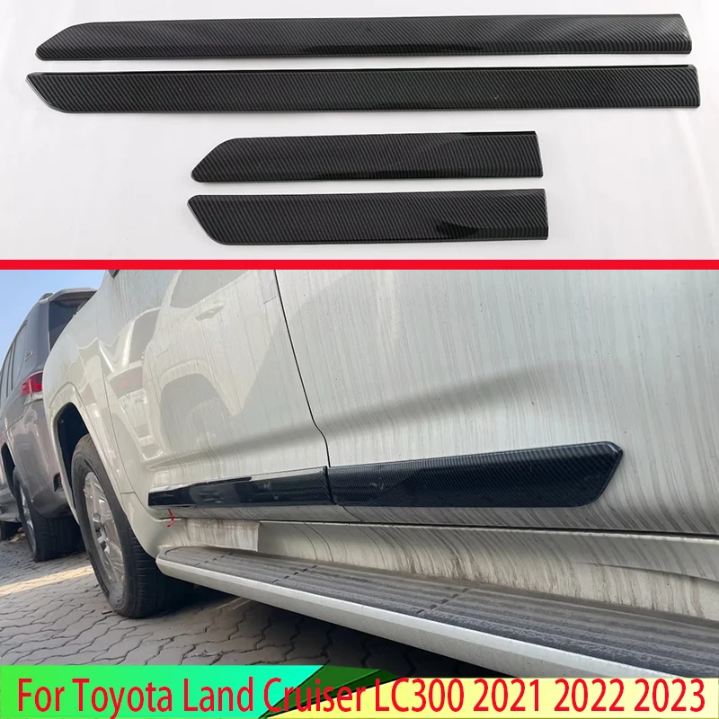 For Toyota Land Cruiser LC300 2021 2022 2023 Car Accessories Carbon fiber style Side Door Body Molding Moulding Trim