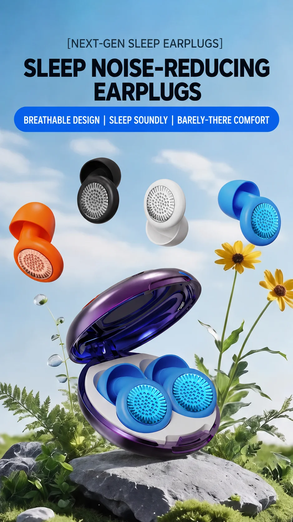 Olyga Sleep Earplugs Noise Cancelling - Breathable Honeycomb Ear Plugs, Reusable Silicone Earplugs for Sleeping & Snoring