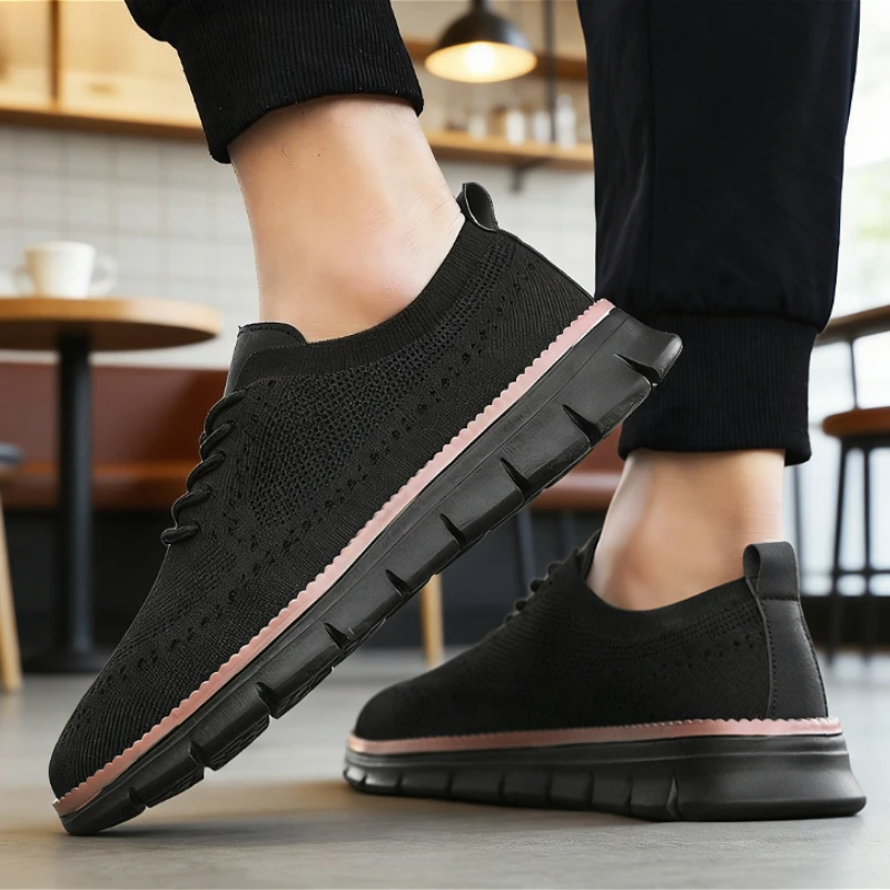 

Модная минималистичная мужская повседневная обувь на шнуровке, дышащая сетчатая легкая мягкая подошва, модная офисная уличная обувь для отдыха для мужчин