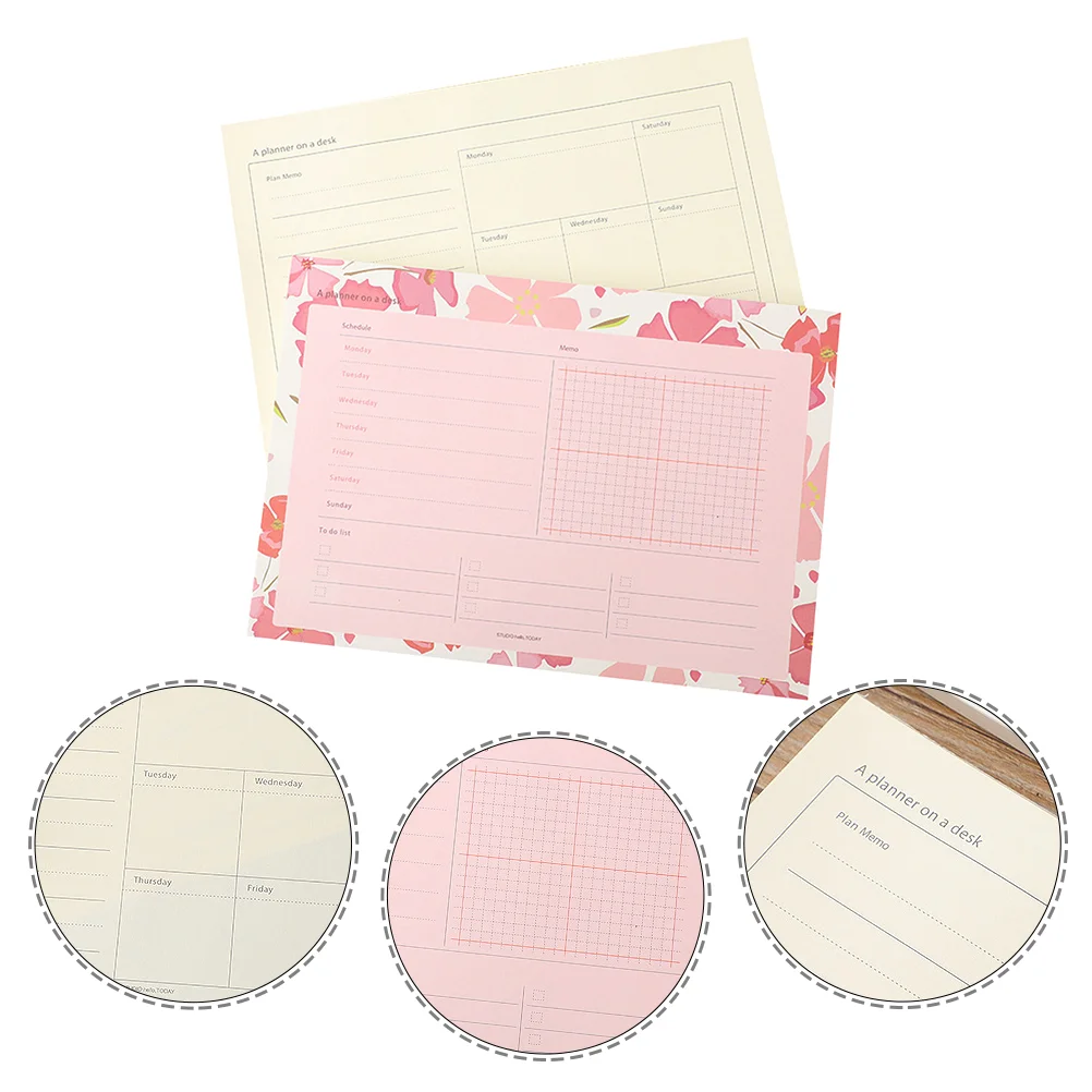 

2 Pcs Planner Notebooks Small and Fresh Multi-function Notepad Paper Portable Schedule