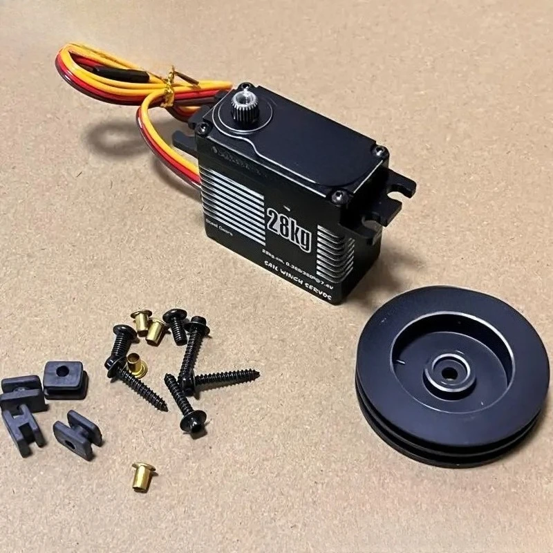 28kg Waterproof Metal Shell Sail Winch Servo Brushless Steel Gear Multi-Turn RC Sailboat Steering Actuator