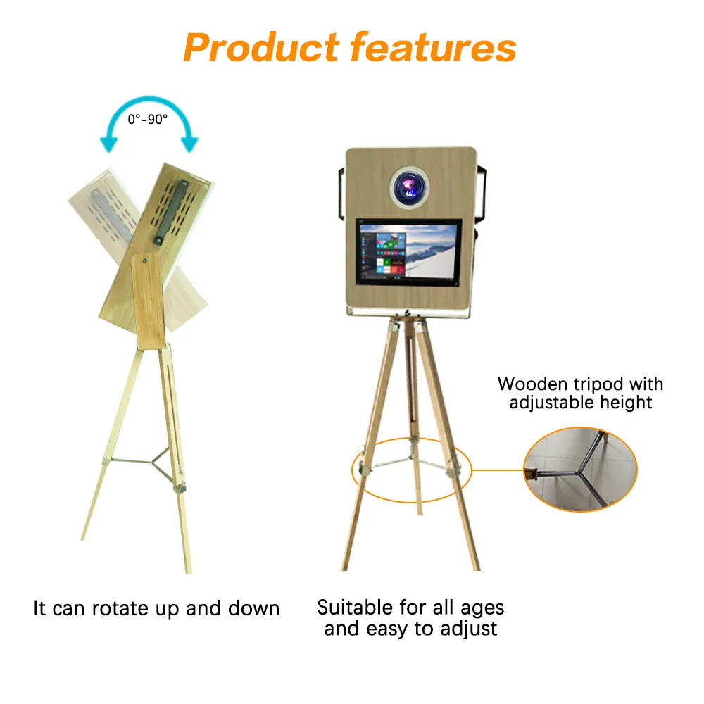 

Factory direct sales photo booth photo booth15.6 inch wooden photo booth wedding