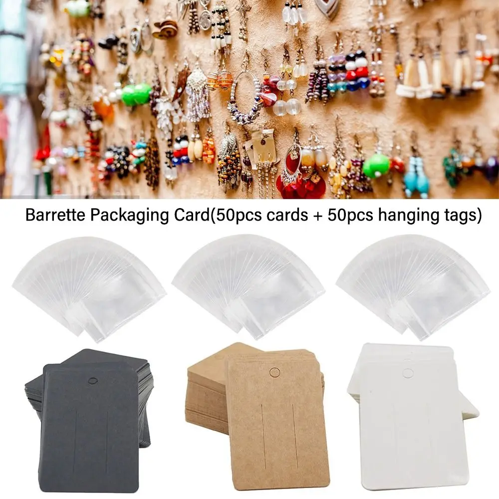 

Paper Packing Accessories 7cm*10cm Transparent Hanging Tags Hairpin Display Boardcard Hair Clips Holder Barrette Packaging Card