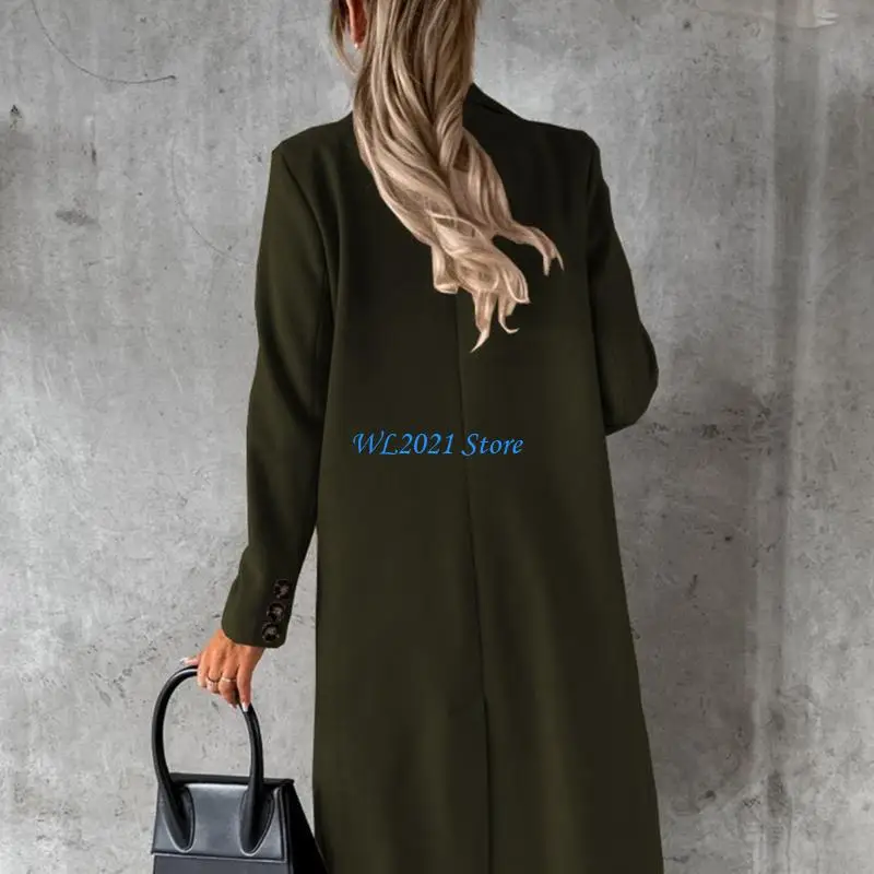 

G5GC Womens Notched Lapel Collar Double Breasted Pea Coat Winter Wool Blend Overcoat Coats Long Jackets Outwear with Pockets